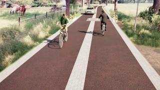 Artist impression van hoe de doorfietsroute in eruit zou kunnen komen te zien.