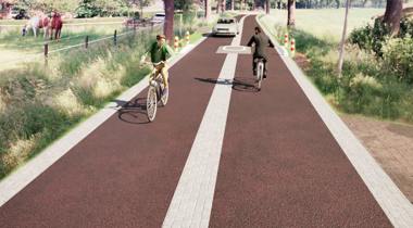Artist impression van hoe de doorfietsroute in eruit zou kunnen komen te zien.