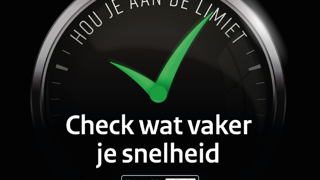 Campagnebeeld met de tekst: 'Hou je aan de limiet. Check wat vaker je snelheid. Kom veilig Thuis.